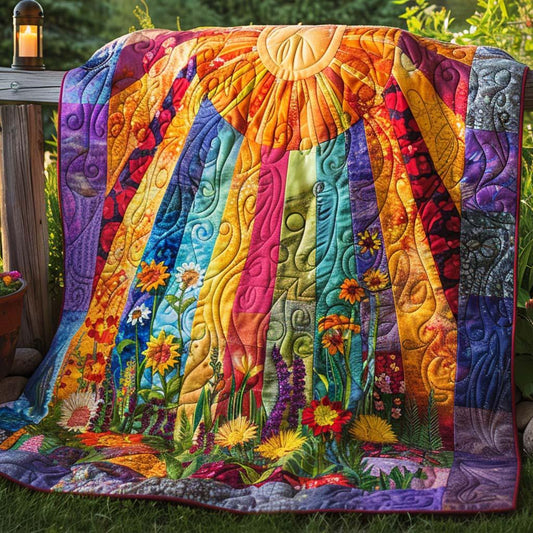 Sunlit Bliss Quilt Blanket - Quilted Blanket by OtterMia