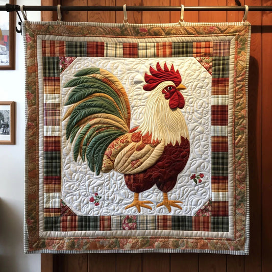Sunlit Rooster Quilt Blanket