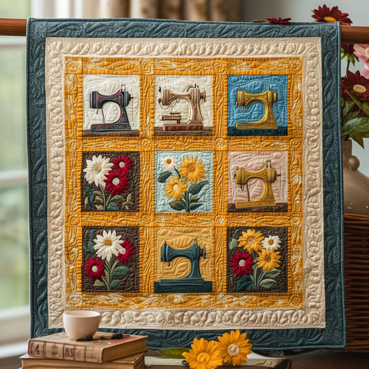 Sunlit Sewing Machine Quilt Blanket