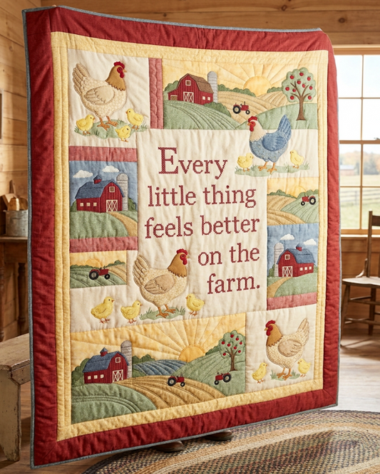 Sunny Barn Quilt Blanket - Quilted Blanket by OtterMia