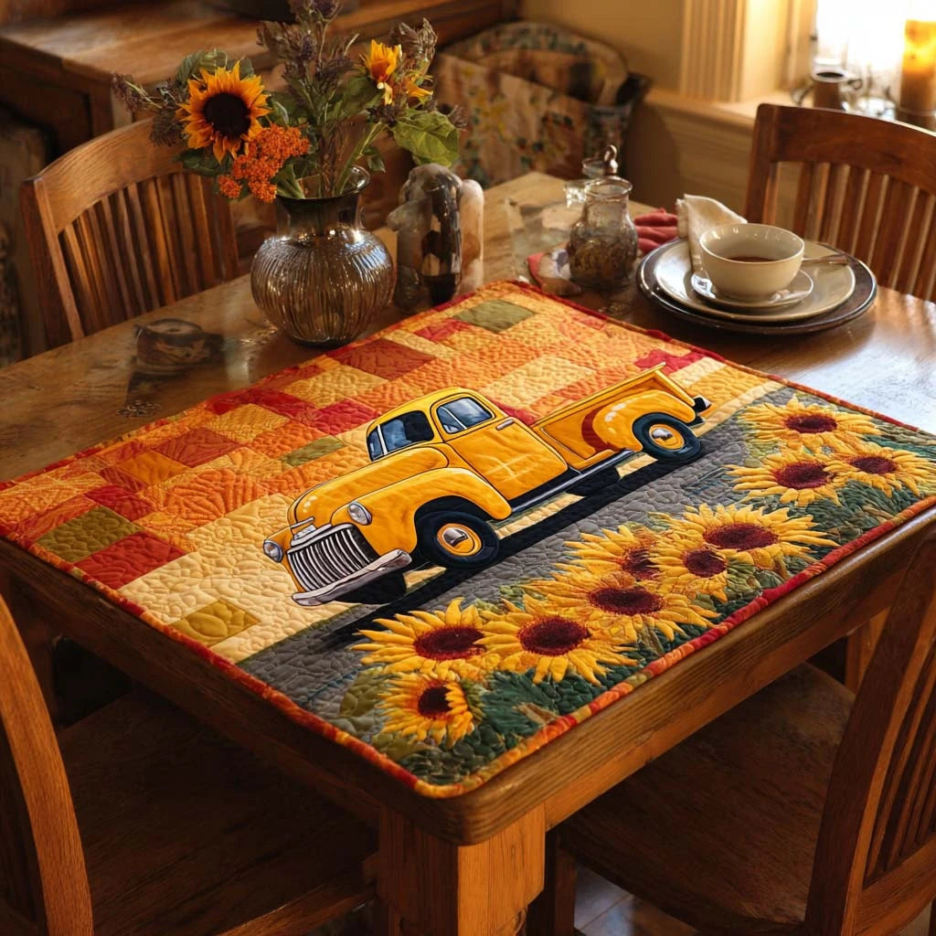 Sunny Field Pickup Quilted Table Topper