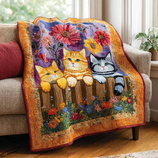 Sunny Kitten Quilt Blanket - Quilted Blanket by OtterMia
