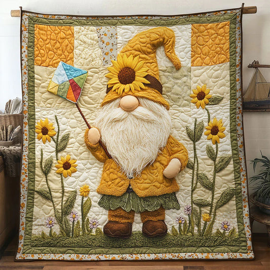 Sunny Meadow Gnome Quilt Blanket