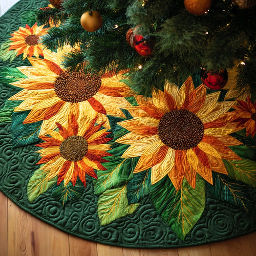 Sunny Petals Christmas Quilted Tree Skirt