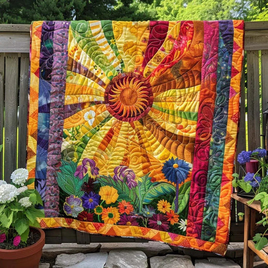Sunny Serenity Quilt Blanket - Quilted Blanket by OtterMia