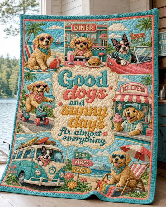 Sunny Tails Quilt Blanket - Quilted Blanket by OtterMia