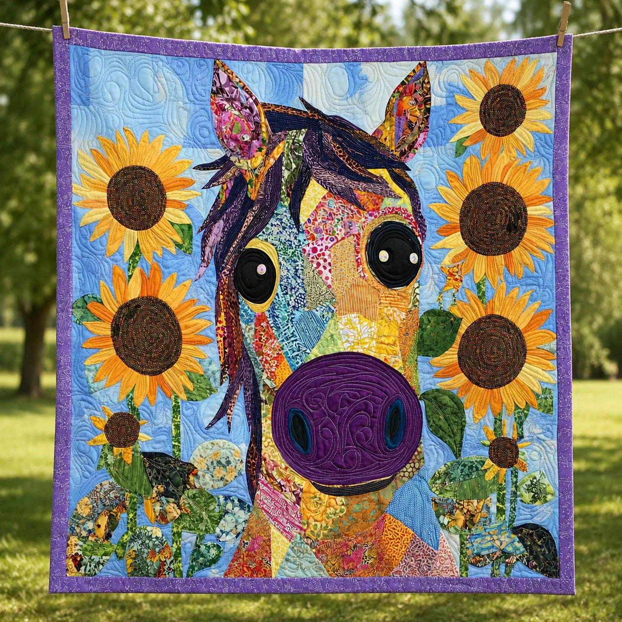 Sunny Trotter Quilt Blanket - Quilted Blanket by OtterMia
