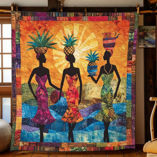 Sunrise African Woman Quilt Blanket