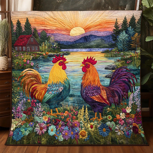 Sunset Chicken Quilt Blanket