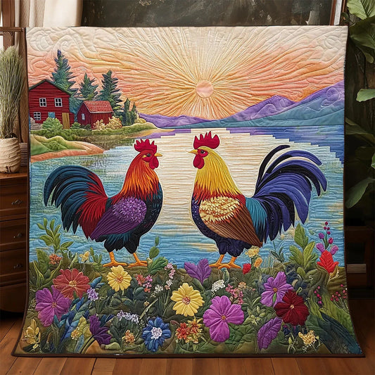 Sunset Chicken Quilt Blanket