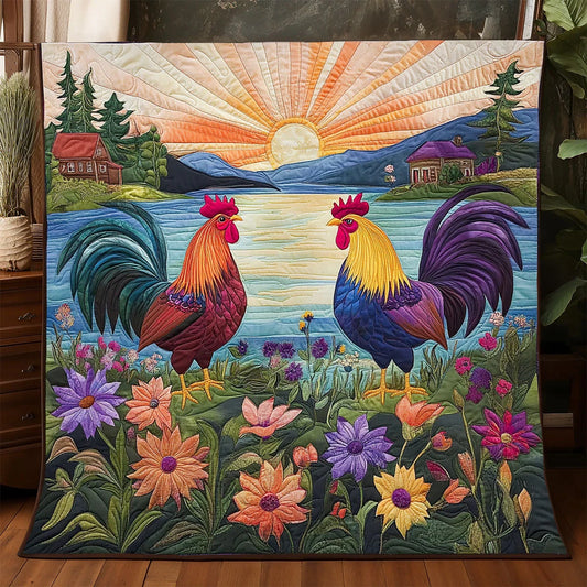 Sunset Chicken Quilt Blanket