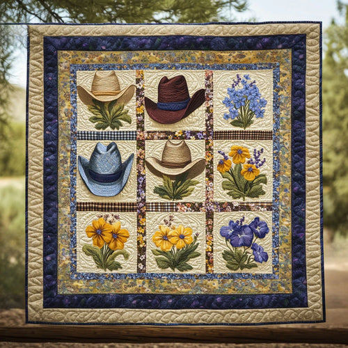 Sunset Cowboy Hat Quilt Blanket