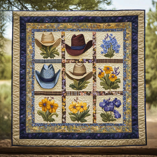 Sunset Cowboy Hat Quilt Blanket