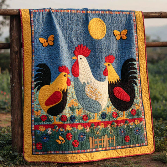 Sunset Hen Quilt Blanket - Quilted Blanket by OtterMia