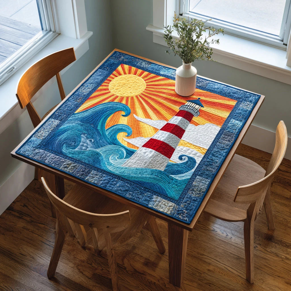 Sunset Lighthouse Quilted Table Topper