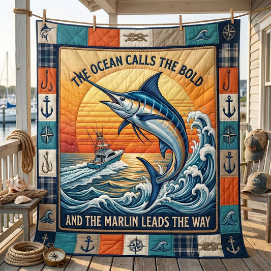 Sunset Marlin Voyage Quilt Blanket