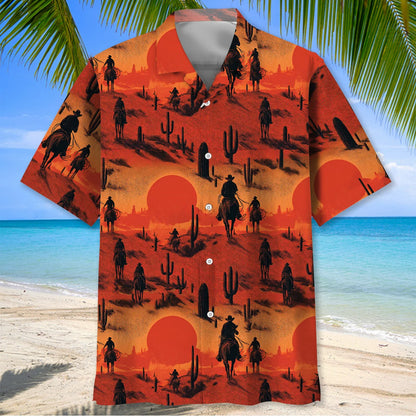 Sunset Rodeo Trail Hawaiian Shirt, custom shirt gift for men