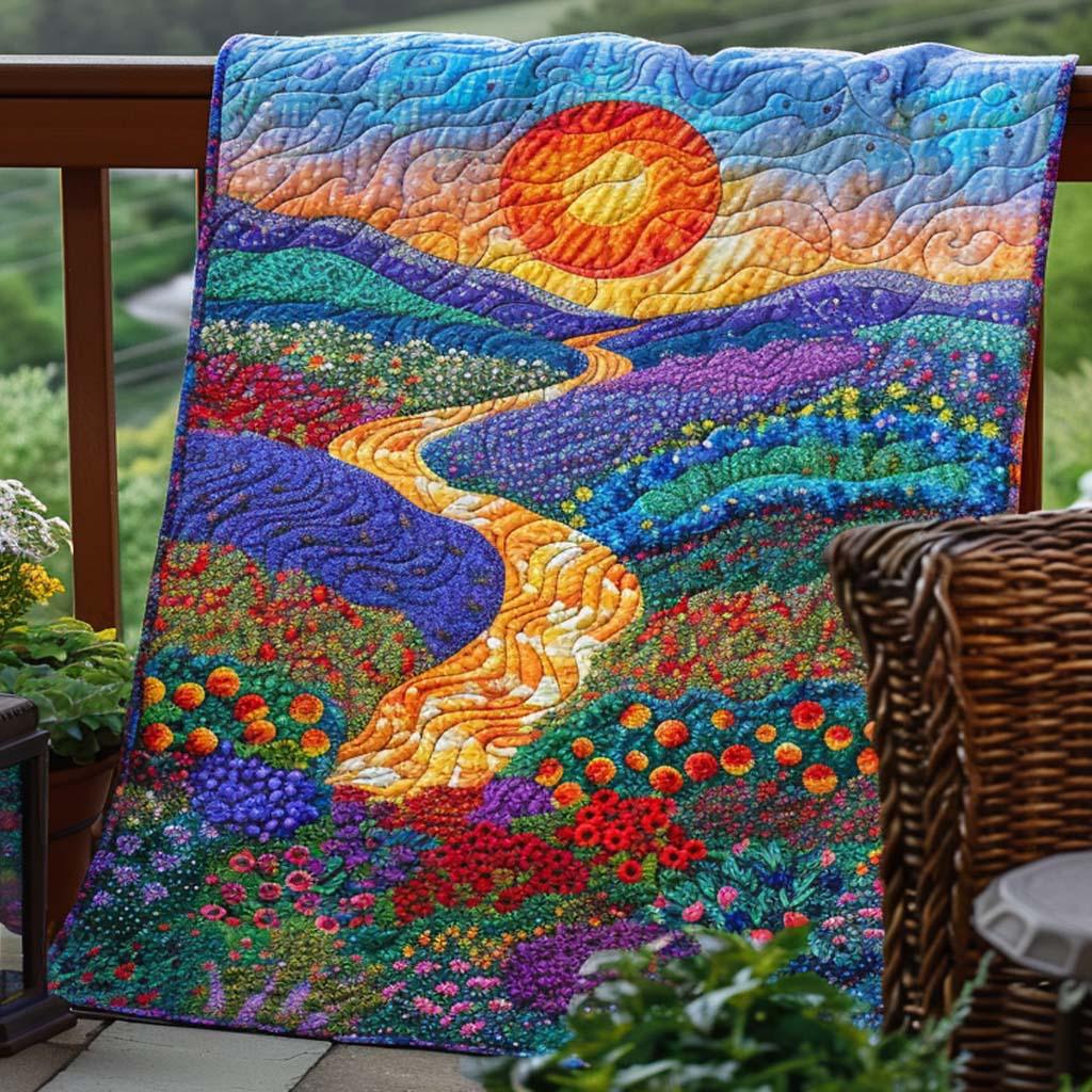 Sunshine Glow Quilt Blanket - Quilted Blanket by OtterMia