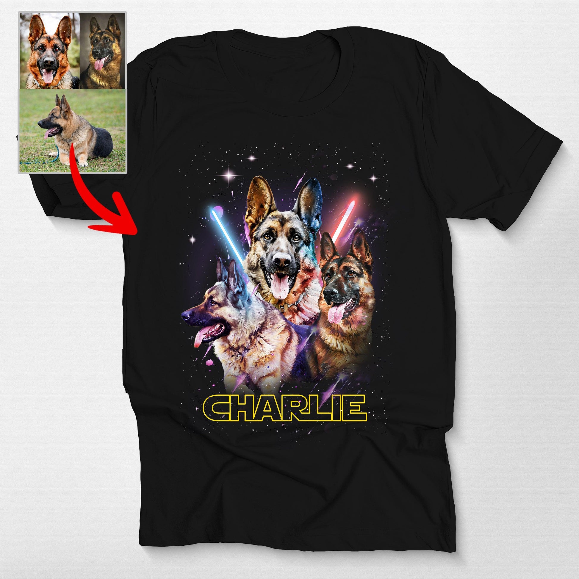 Super Cool Customized Dog Portrait Unisex T-Shirt, custom pet portrait gift for pet lovers