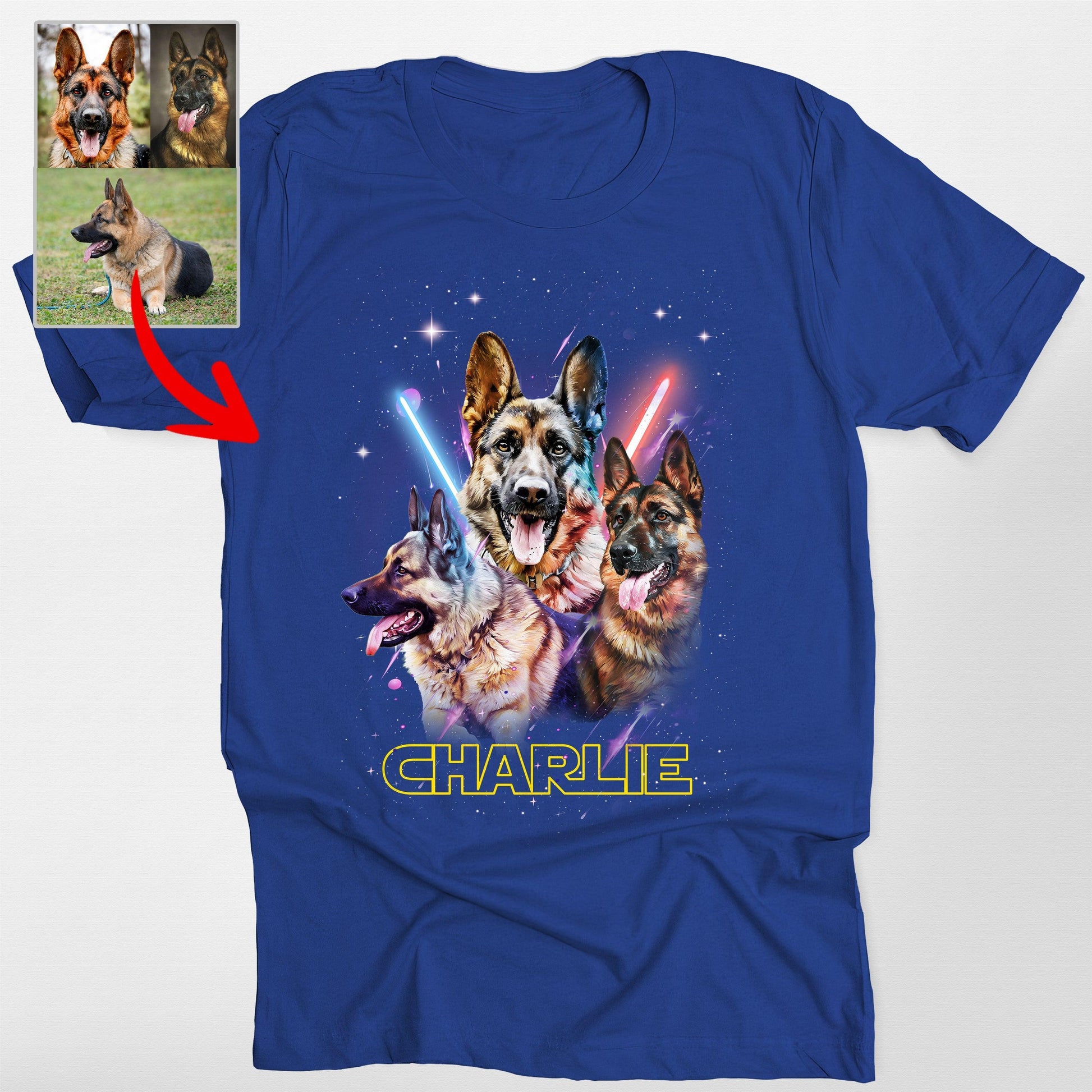 Super Cool Customized Dog Portrait Unisex T-Shirt, custom pet portrait gift for pet lovers (view 5)