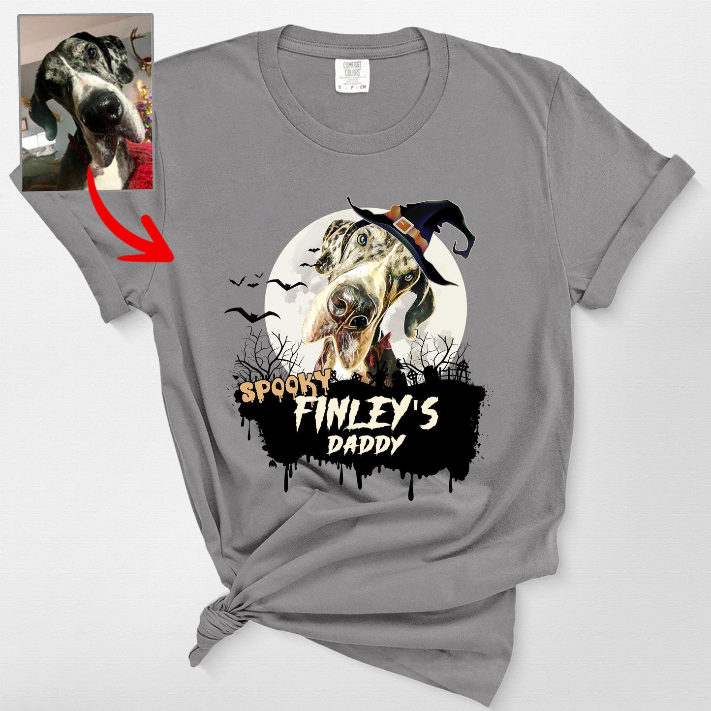 Super Spooky Customized Dog Premium Heavyweights T, custom pet portrait gift for pet lovers (view 2)