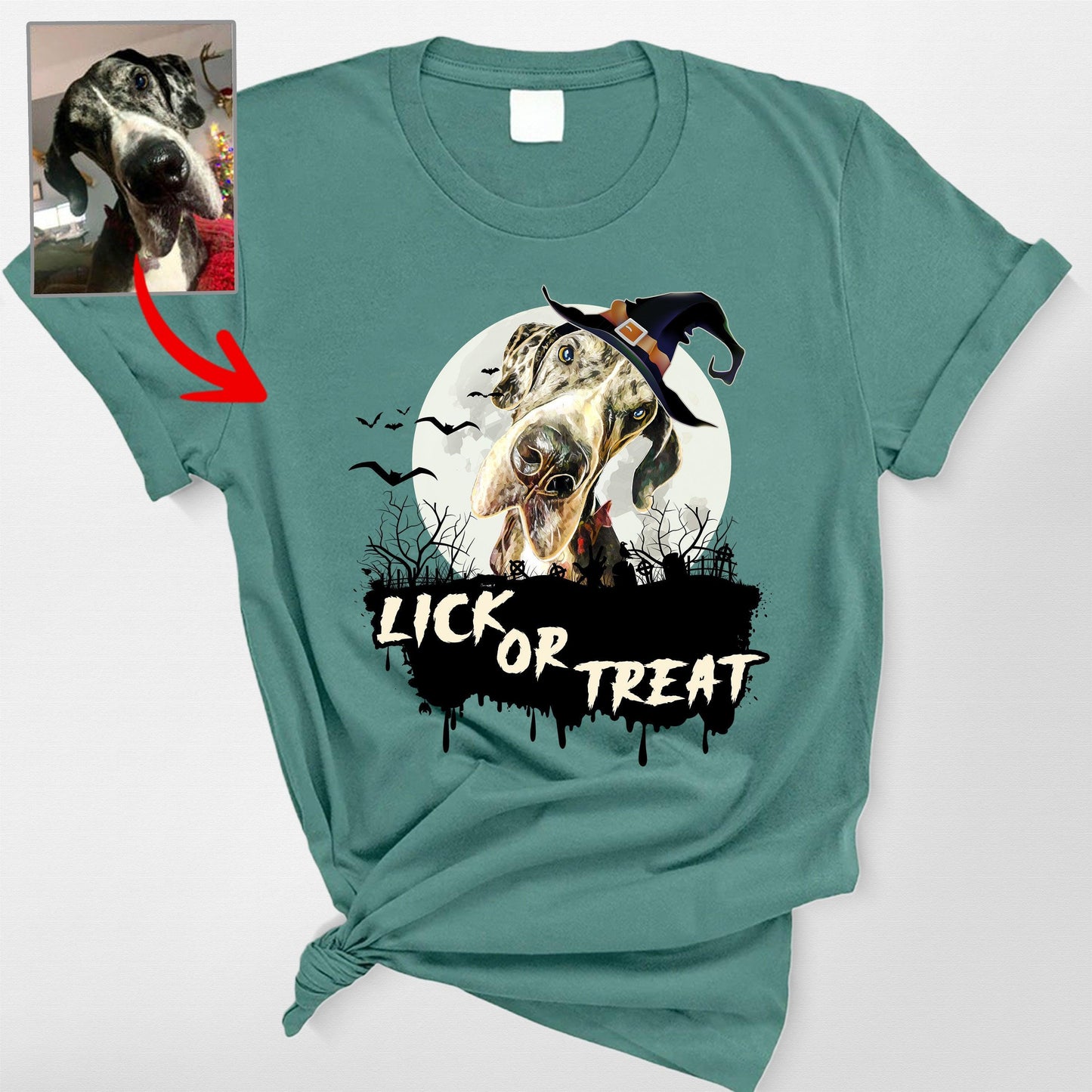 Super Spooky Customized Dog Premium Heavyweights T, custom pet portrait gift for pet lovers (view 3)