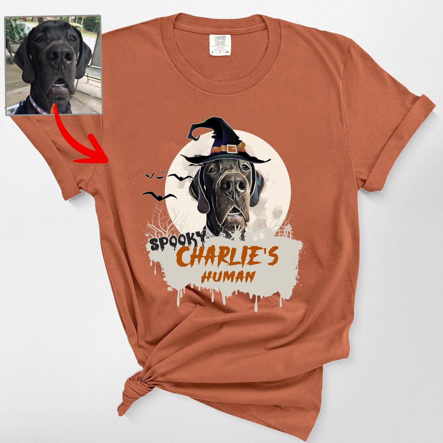 Super Spooky Customized Dog Premium Heavyweights T, custom pet portrait gift for pet lovers (view 5)