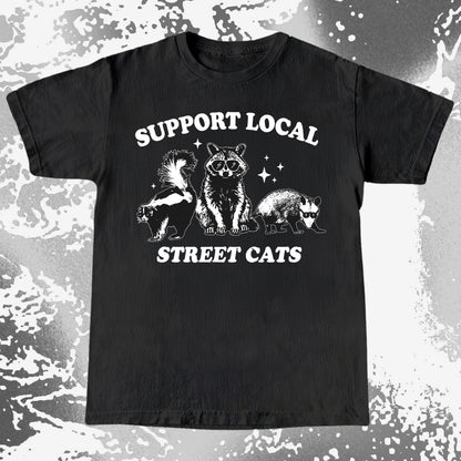 Support Local Street Cats Raccoon Skunk Opossum, funny meme tee gift (view 2)