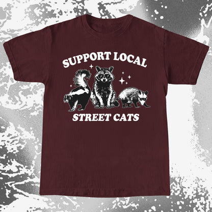 Support Local Street Cats Raccoon Skunk Opossum, funny meme tee gift (view 6)