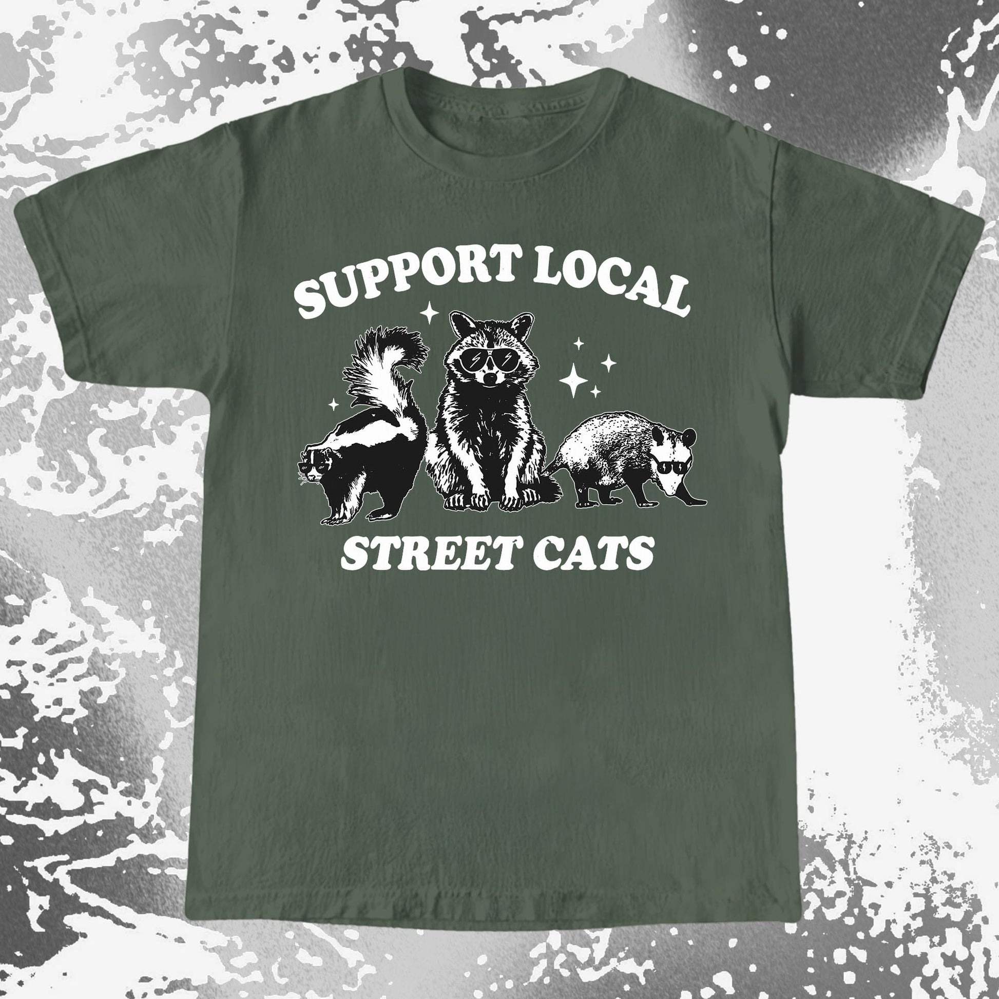 Support Local Street Cats Raccoon Skunk Opossum, funny meme tee gift (view 7)