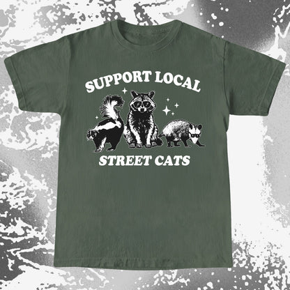 Support Local Street Cats Raccoon Skunk Opossum, funny meme tee gift (view 7)