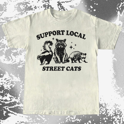 Support Local Street Cats Raccoon Skunk Opossum, funny meme tee gift (view 3)