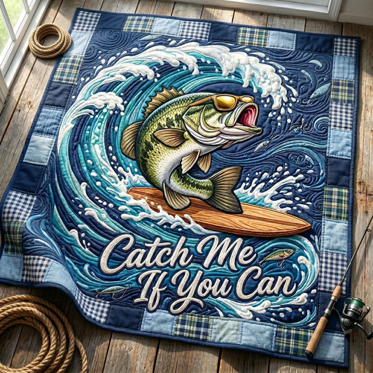 Surfing Trophy Bass Quilt Blanket
