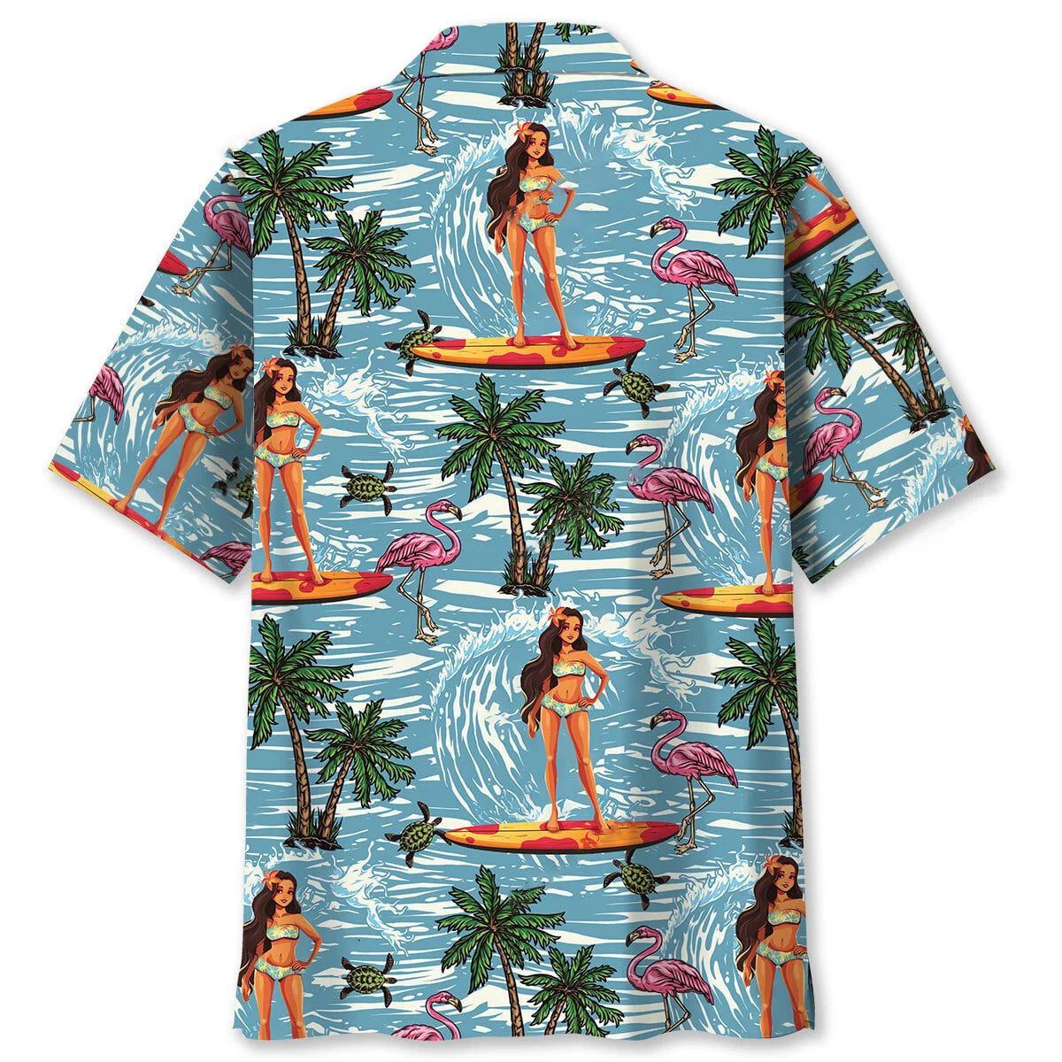 Surfing Aloha Girl Hawaiian Shirt, custom shirt gift for men (view 2)