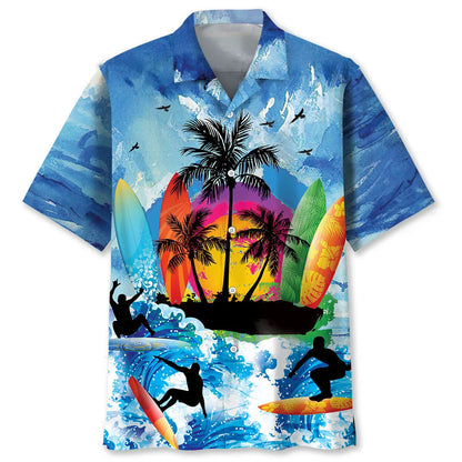 Surfing Beach Hawaiian Shirt, custom shirt gift for men (view 2)