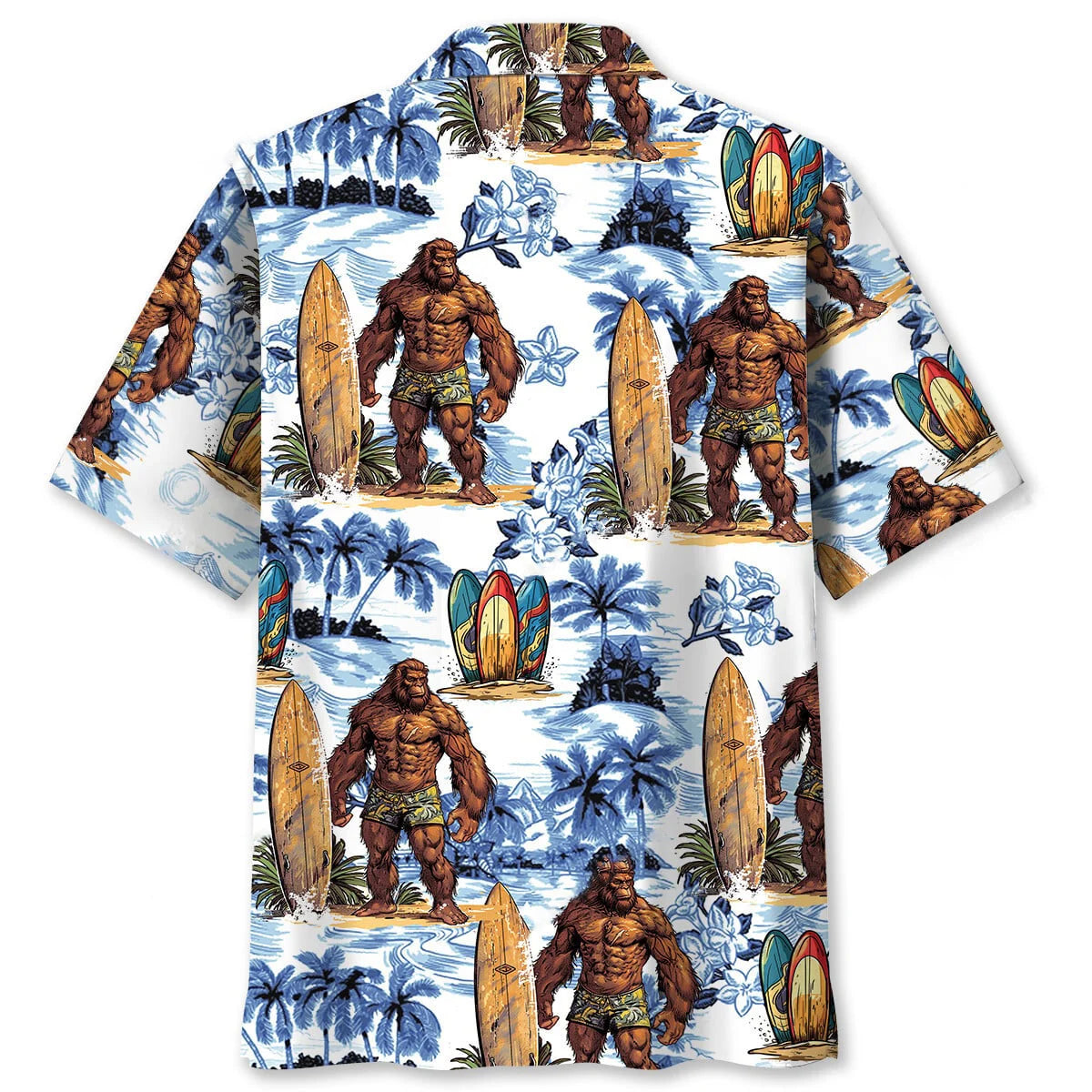 Surfing Bigfoot Surfboard Hawaiian Shirt, custom shirt gift for men (view 2)