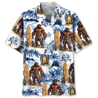 Surfing Bigfoot Surfboard Hawaiian Shirt, custom shirt gift for men (view 4)
