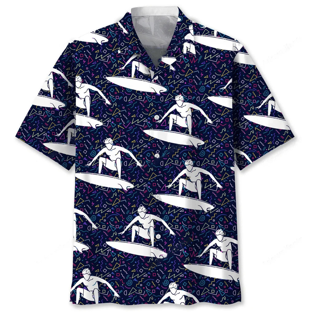 Surfing Color Hawaiian Shirt, custom shirt gift for men (view 3)