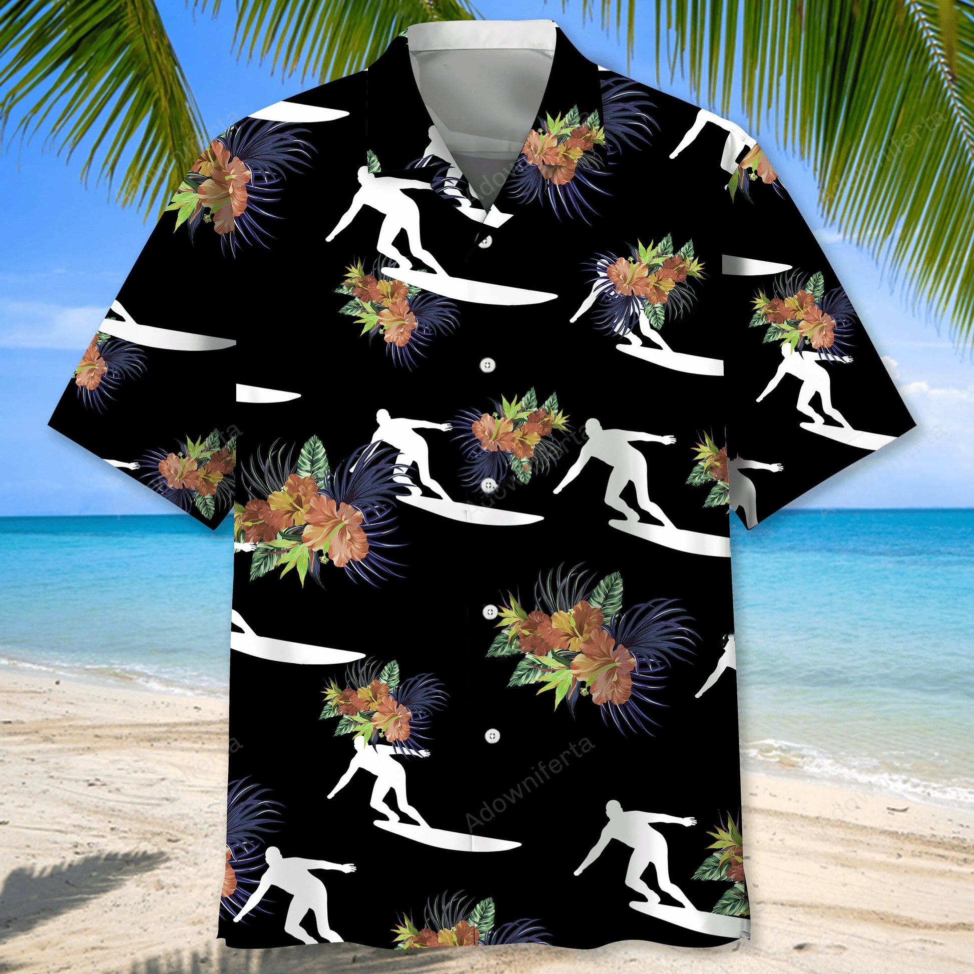 Surfing Hawaiian Nature Hawaiian Shirt, custom shirt gift for men (view 2)