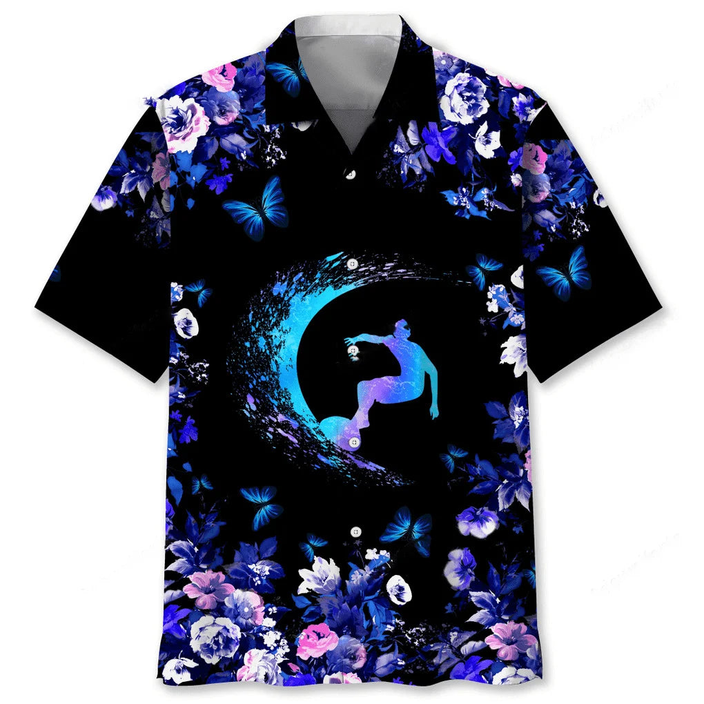 Surfing Hawaiian Nature Hawaiian Shirt, custom shirt gift for men (view 3)