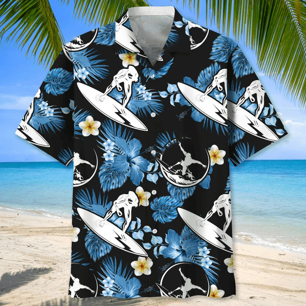 Surfing Nature Hawaiian Shirt, custom shirt gift for men (view 2)
