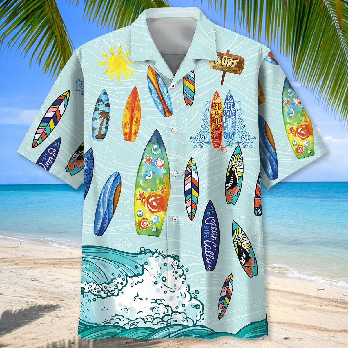 Surfing Ocean Hawaiian Shirt, custom shirt gift for men