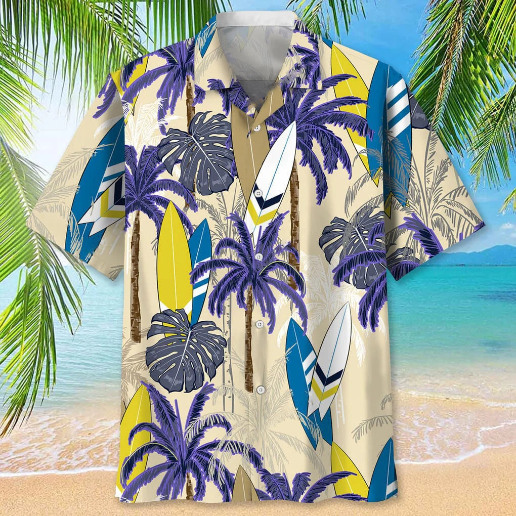 Surfing Palm Hawaiian Shirt, custom shirt gift for men