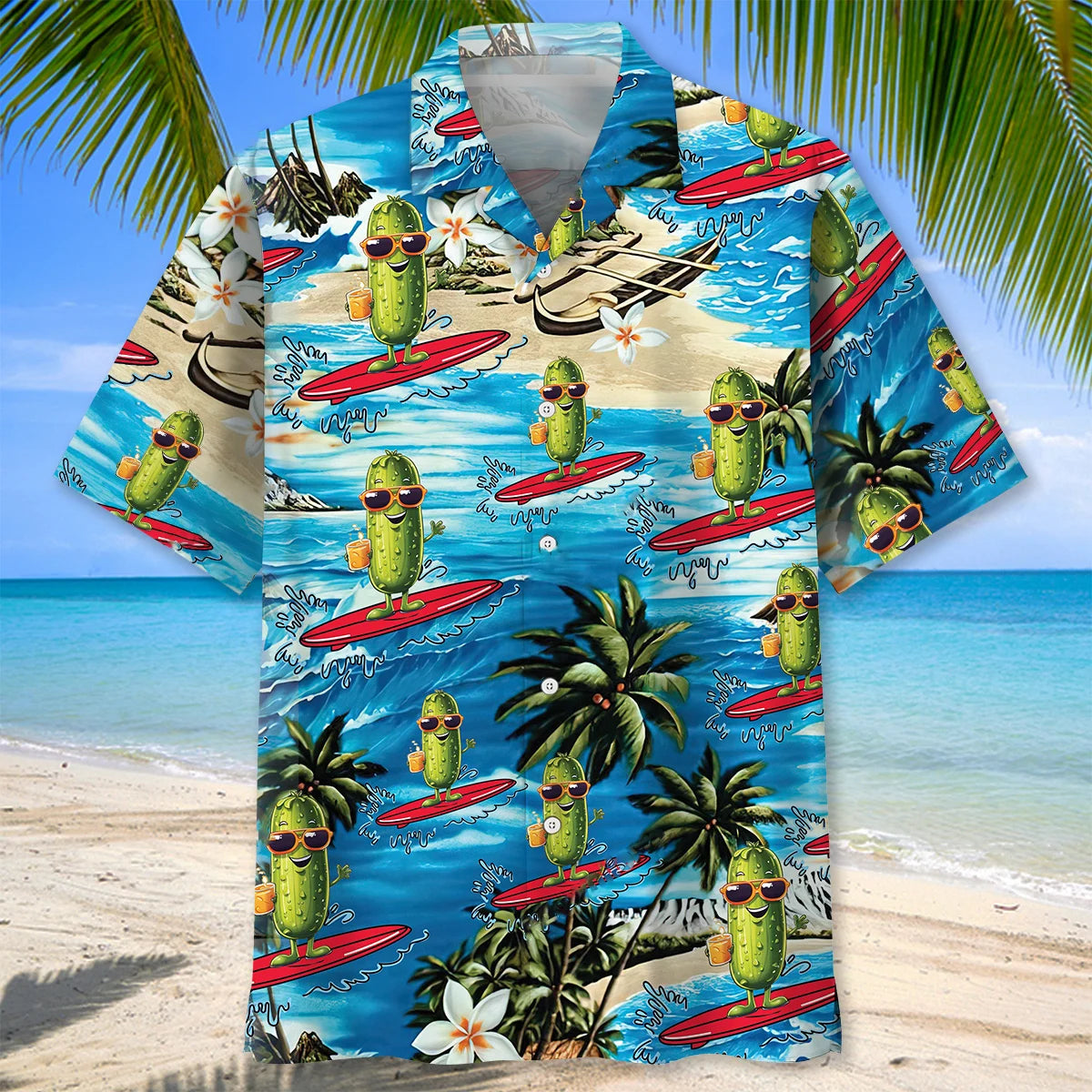 Surfing Pickle Hawaiian Shirt, custom shirt gift for men