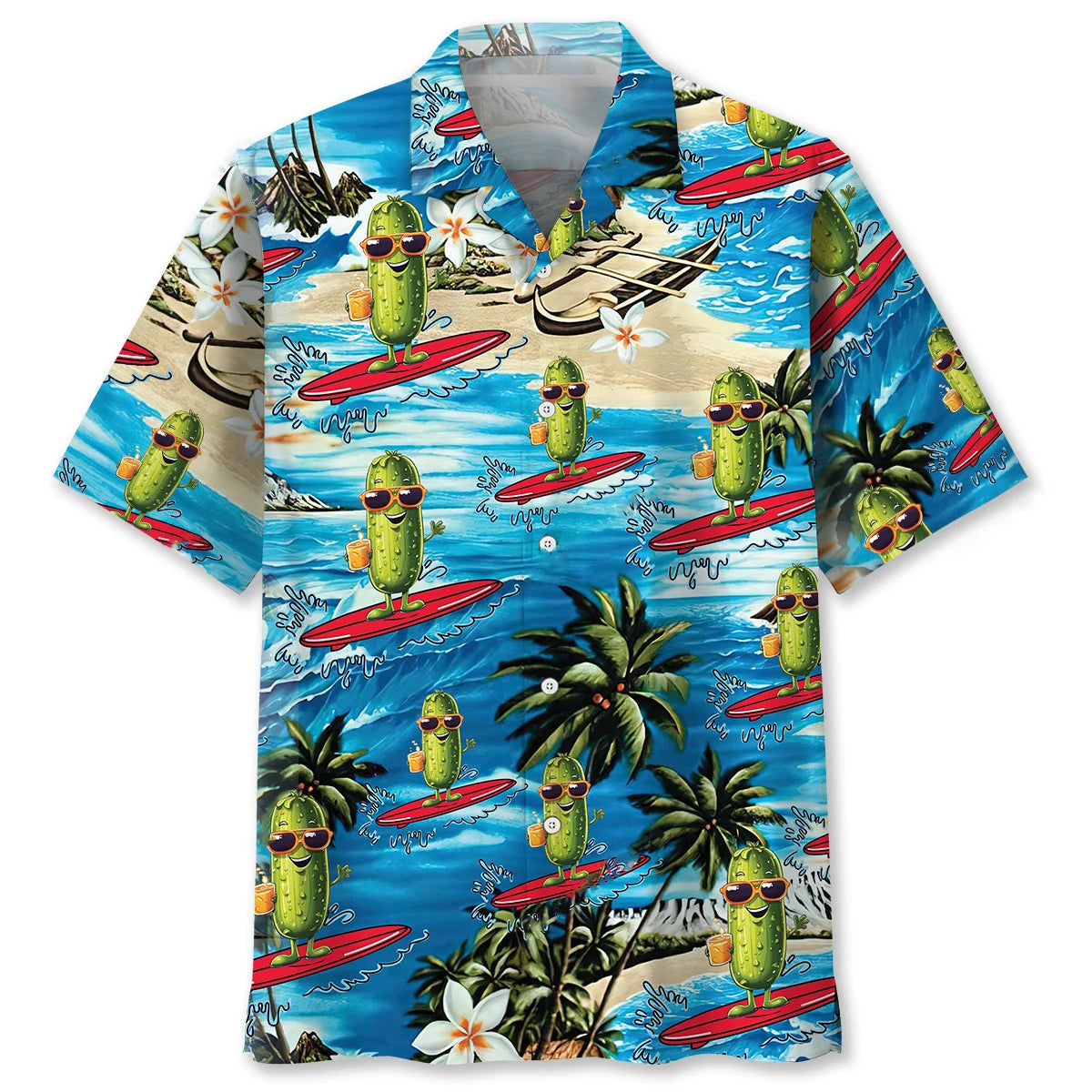 Surfing Pickle Hawaiian Shirt, custom shirt gift for men (view 2)