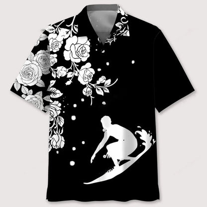 Surfing Rose Hawaiian Shirt, custom shirt gift for men (view 2)