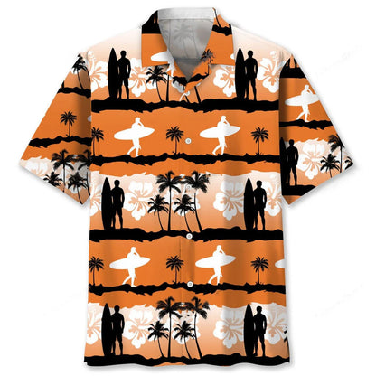 Surfing Sunset Hawaiian Shirt, custom shirt gift for men