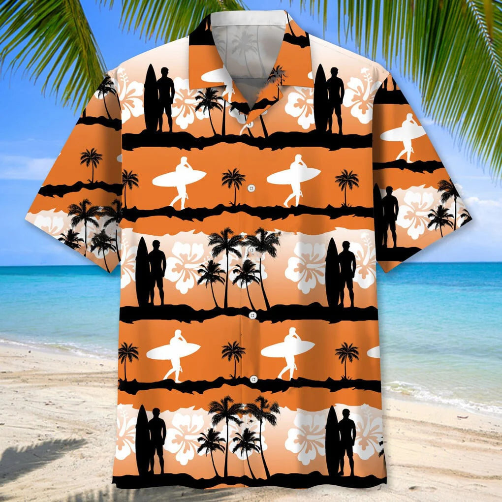 Surfing Sunset Hawaiian Shirt, custom shirt gift for men (view 2)