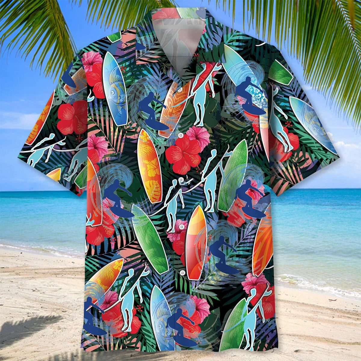 Surfing Tropical Hawaiian Shirt, custom shirt gift for men