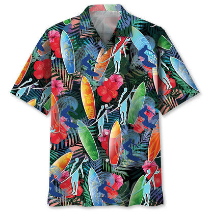 Surfing Tropical Hawaiian Shirt, custom shirt gift for men (view 2)